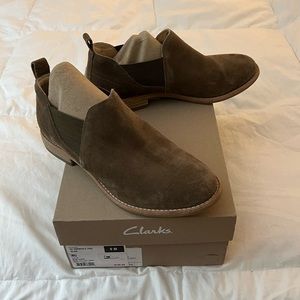 Clarks suede booties 9